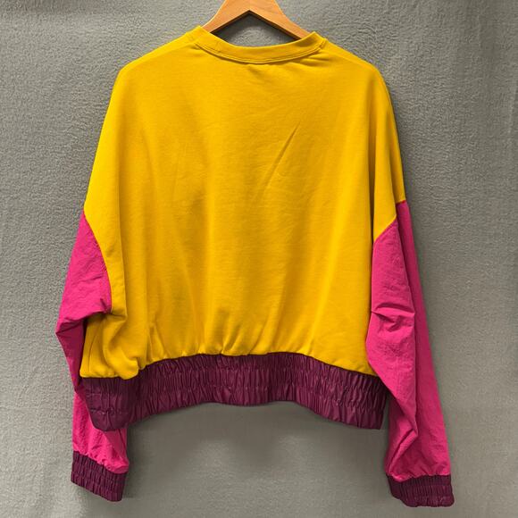 Nike Sweatshirt Womens XL Oversized Pullover Terry Nylon Mix Gold Pink Maroon - Picture 5 of 9